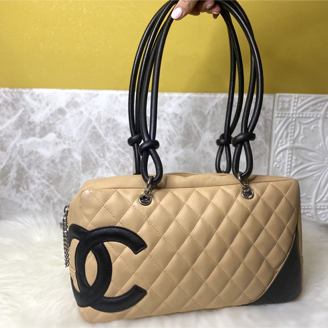 CHANEL カンボンライン ボーリングバッグ ベージュ 正規品 【5％OFF