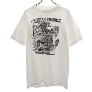 All Sport 90s USA製 Rat Fink プリント 半袖 Tシャツ S 白 ラット