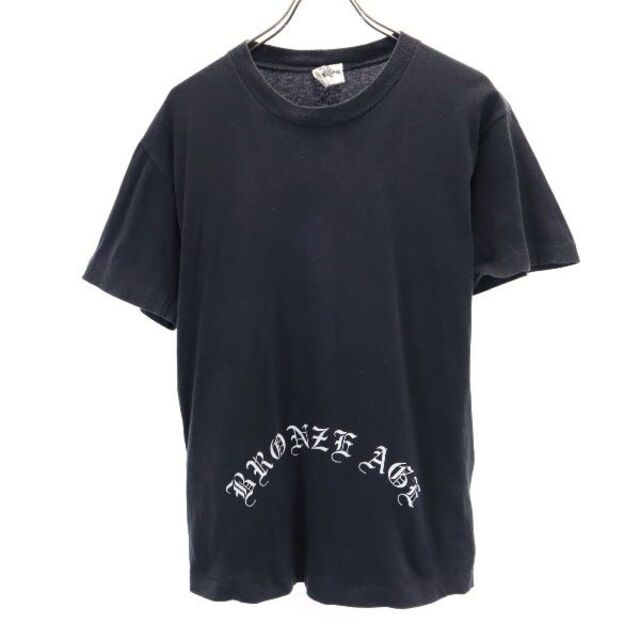 ブロンズエイジ 90s クルーネック バックプリント 半袖 Tシャツ L 黒 BRONZE AGE オールド ヴィンテージ メンズ 古着 220724 メール便可