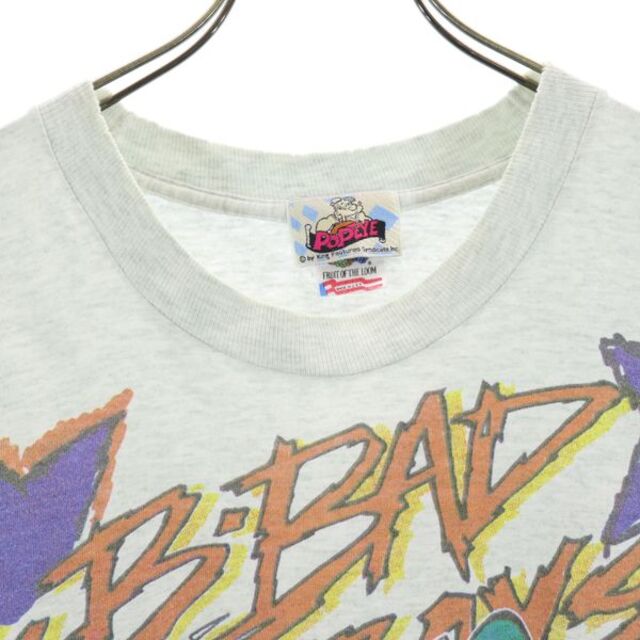 フルーツオブザルーム 80s 90s ポパイ プリント 半袖 Tシャツ L グレー系 FRUIT OF THE LOOM POPEYE オールド  ヴィンテージ メンズ 【中古】 【220727】 メール便可