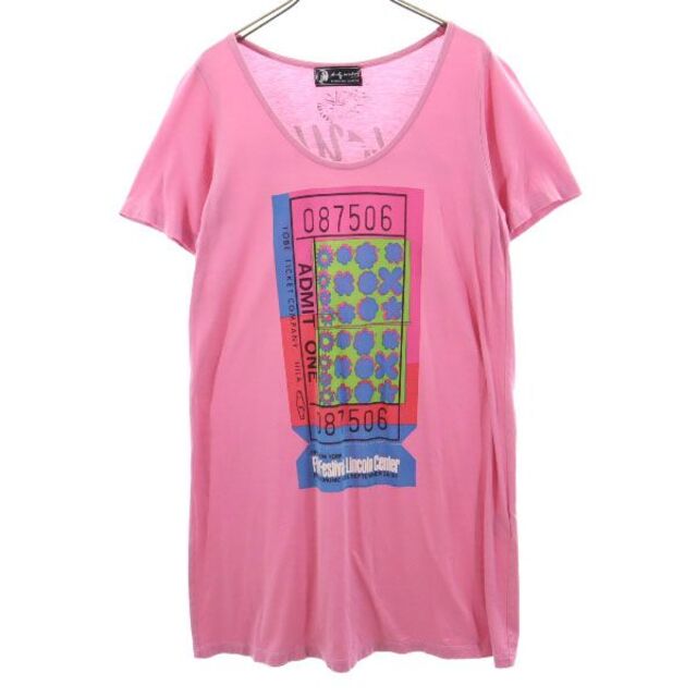 アンディウォーホル ヒステリックグラマー 日本製 ロング ロゴ 半袖 Tシャツ ピンク系 Andy Warhol HYSTERIC GLAMOUR レディース  220721 メール便可