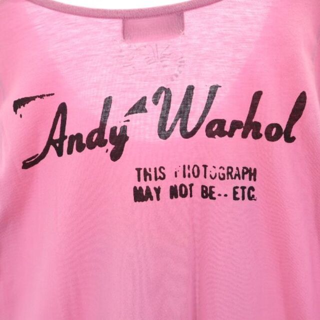 アンディウォーホル ヒステリックグラマー 日本製 ロング ロゴ 半袖 Tシャツ ピンク系 Andy Warhol HYSTERIC GLAMOUR  レディース 古着 220721 メール便可