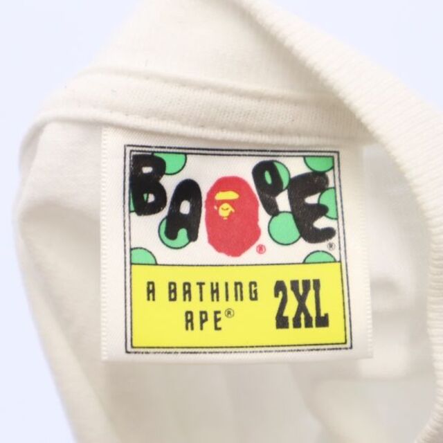 A BATHING APE(アベイシングエイプ)のアベイシングエイプ クルーネック プリント 半袖 Tシャツ 2XL 白 A BATHING APE ビックサイズ メンズ 【中古】  【220724】 メール便可 メンズのトップス(Tシャツ/カットソー(半袖/袖なし))の商品写真