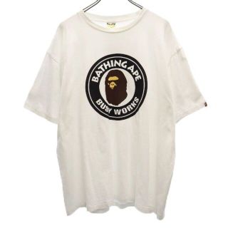 アベイシングエイプ(A BATHING APE)のアベイシングエイプ クルーネック プリント 半袖 Tシャツ 2XL 白 A BATHING APE ビックサイズ メンズ 【中古】  【220724】 メール便可(Tシャツ/カットソー(半袖/袖なし))