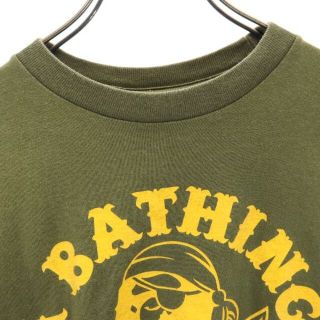 アベイシングエイプ クルーネック プリント 半袖 Tシャツ L 黒 A BATHING APE 日本製 メンズ  220724 メール便可