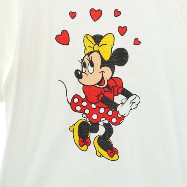 Disney(ディズニー)のディズニー 80s USA製 トリム ミニーマウス プリント 半袖 Tシャツ M 白 Disney ラグラン オールド ヴィンテージ レディース 古着 220726 メール便可 レディースのトップス(Tシャツ(半袖/袖なし))の商品写真