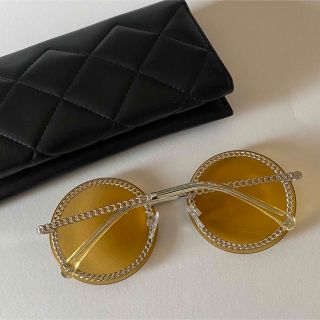 CH1 新品 CHANEL サングラス 丸メガネ ラウンド シャネル チェーン-