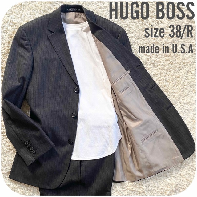 【漢の嗜み】HUGO BOSS セットアップ スーツ シルク ストライプ L相当