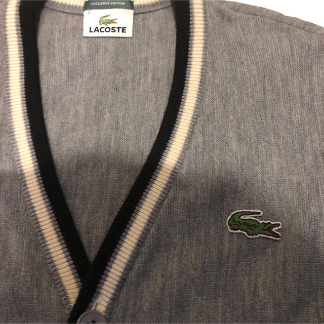 LACOSTE(ラコステ)のLACOSTE ラコステ メンズ カーディガン グレー　ウール100%　Ｍサイズ メンズのトップス(カーディガン)の商品写真