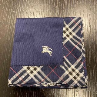 バーバリー(BURBERRY)のバーバリー　ハンカチ　大判　紺色　チェック　ネイビー(ハンカチ)