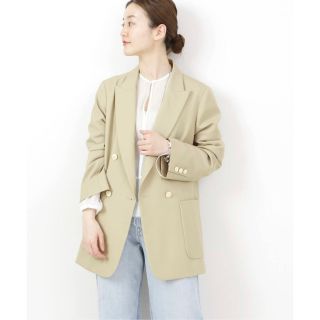 【美品】IENA ウール ダブルブレスト ジャケット　チャコールグレー　38