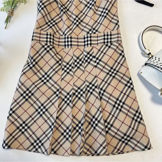 BURBERRY♡ノバチェック膝丈ワンピース♡ホースマーク♡中央プリーツ＆フレア