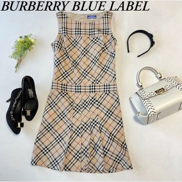 BURBERRY♡ノバチェック膝丈ワンピース♡ホースマーク♡中央プリーツ＆フレア | フリマアプリ ラクマ