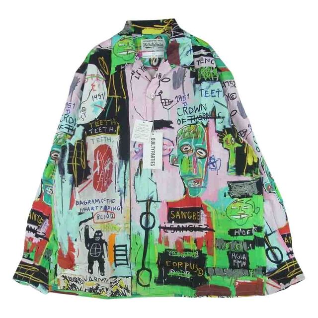 WACKO MARIA(ワコマリア)のWACKO MARIA ワコマリア 22AW WM-HI11 Jean Michel Basquiat ジャン ミシェル バスキア HAWAIIAN SHIRT L/S TYPE-3 ハワイアン レーヨン アロハ 長袖 シャツ ピンク系 マルチカラー系 ONE M【新古品】【未使用】【中古】 メンズのトップス(シャツ)の商品写真