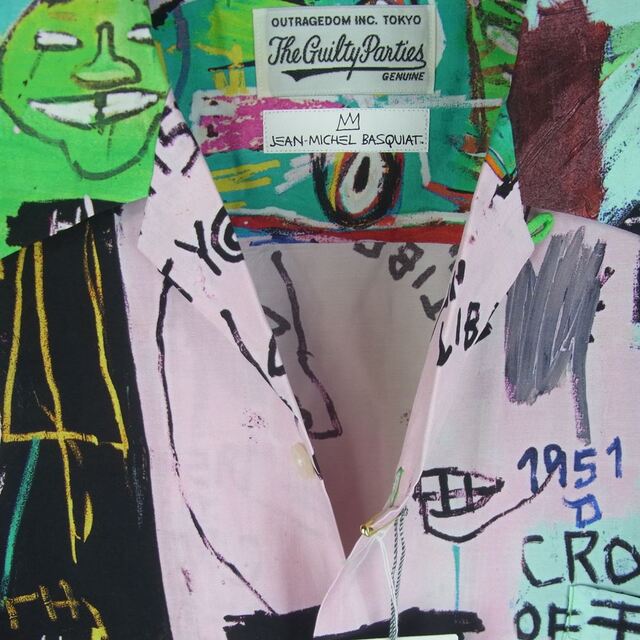 WACKO MARIA ワコマリア 22AW WM-HI11 Jean Michel Basquiat ジャン ミシェル バスキア HAWAIIAN SHIRT L/S TYPE-3 ハワイアン レーヨン アロハ 長袖 シャツ ピンク系 マルチカラー系 ONE M【新古品】【未使用】 2