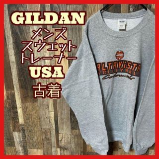 ギルタン(GILDAN)のギルダン グレー プリント メンズ L トレーナー USA古着 長袖 スウェット(スウェット)