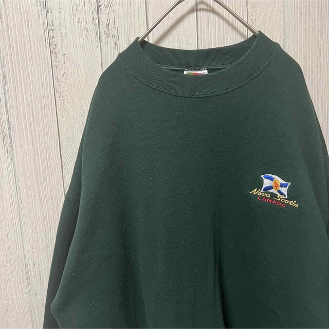 フルーツオブザルーム 刺繍ロゴ 90s カナダ XL ワンポイント オールド 稀