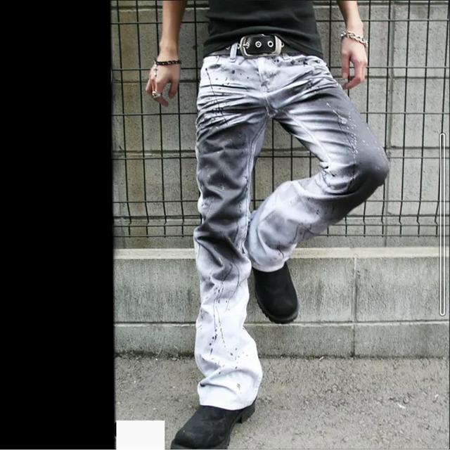 汚し加工 ラメペイント デニムパンツ 白 メンズ | フリマアプリ ラクマ