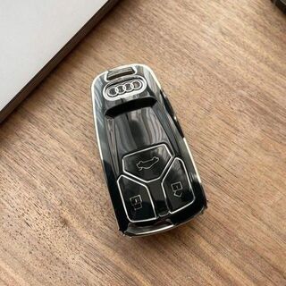 アウディ(AUDI)のアウディ Audi キーケース ブラック 黒 銀 キー カバー a4 a5 tt(車内アクセサリ)