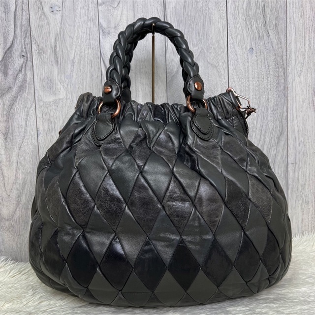 希少♡ミュウミュウ キルティング レザー 2way ショルダー トート