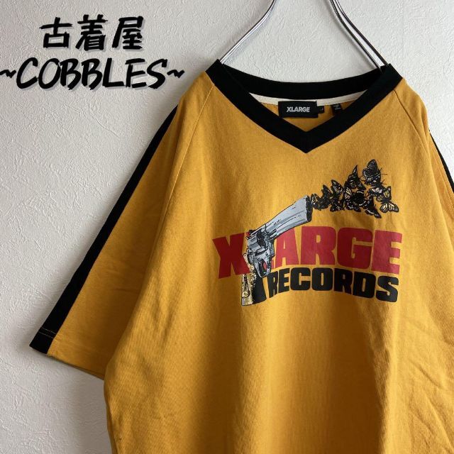 【人気リンガー】X-LARGE半袖Tシャツピストルデザイン銃チョウ蝶90s.