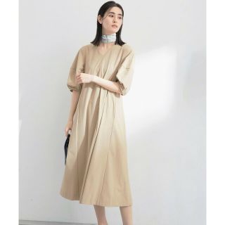 ロペ(ROPE’)の【ベージュ（27）】【撥水加工】パフスリーブストレッチワンピース(ロングワンピース/マキシワンピース)