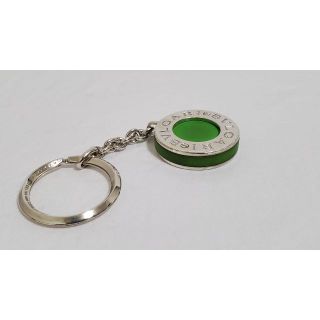 正規 ブルガリ B-zeroロゴチャーム サークルコンビチェーンキーリング緑×銀
