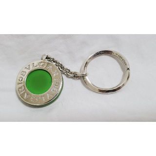 正規 ブルガリ B-zeroロゴチャーム サークルコンビチェーンキーリング緑×銀