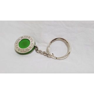 正規 ブルガリ B-zeroロゴチャーム サークルコンビチェーンキーリング緑×銀