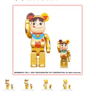 BE@RBRICK 招き猫 ペコちゃん 福 金メッキ 100% & 400%(その他)