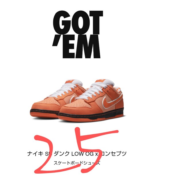 オイルペイント NIKE SB DUNK LOW OG consepts オレンジロブスター
