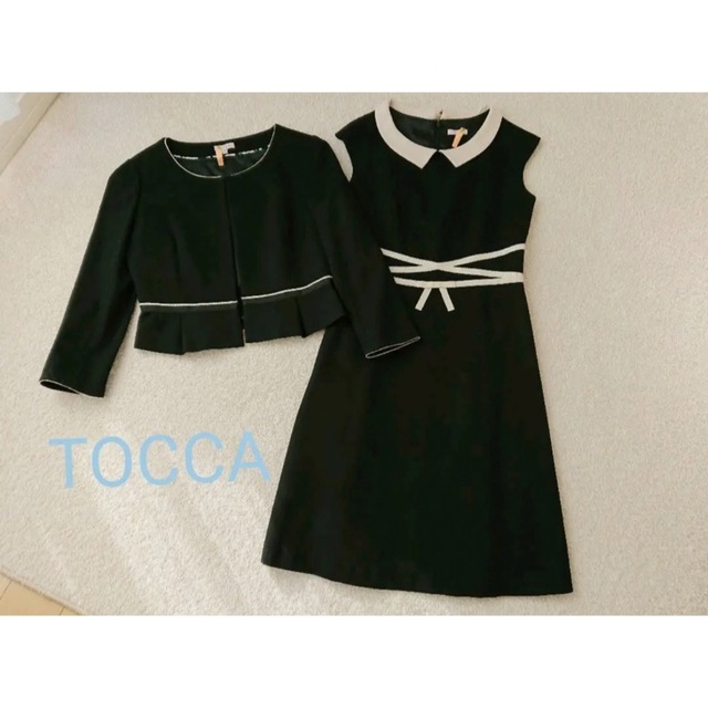 TOCCA バイカラー ワンピース スーツ 黒 美品 9号 サイズ2 フォーマルスーツ