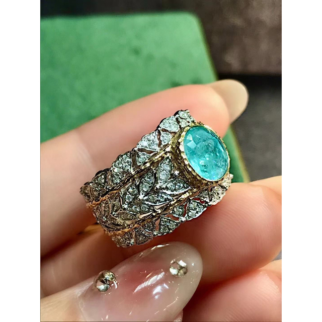 天然パライバトルマリン ダイヤ リング 1.44ct k18