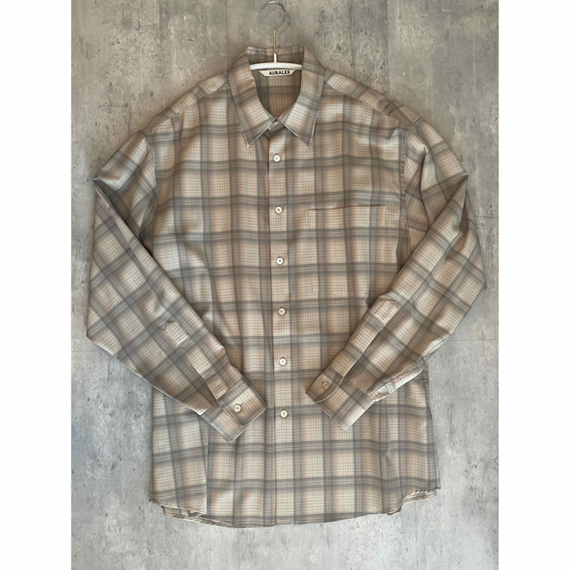 AURALEE / Super Light Wool Check Shirts バーゲン .0%OFF www