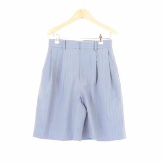 ルシェルブルー(LE CIEL BLEU)の美品 LE CIEL BLEU ルシェルブルー Tailored Short Pants ショート丈テーラードパンツ ブルー 36 ポリエステル、ウール混、他 マルチカラー ストライプ ツイル 22SS レディース AU1358A62 (ショートパンツ)