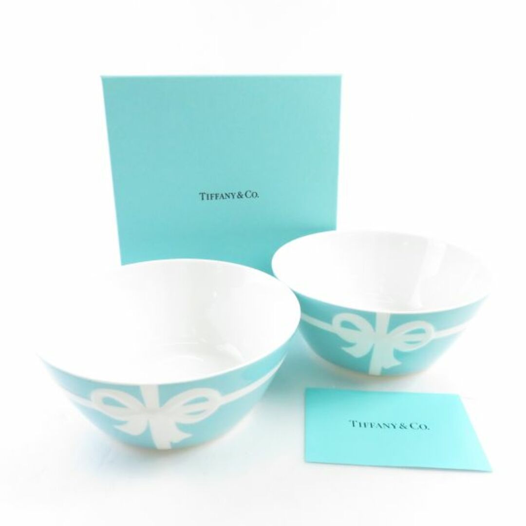 未使用 TIFFANY＆Co. ティファニー ブルーボックス ボウル 2点 ペア 14cm ブルーリボン プレート SC6221S