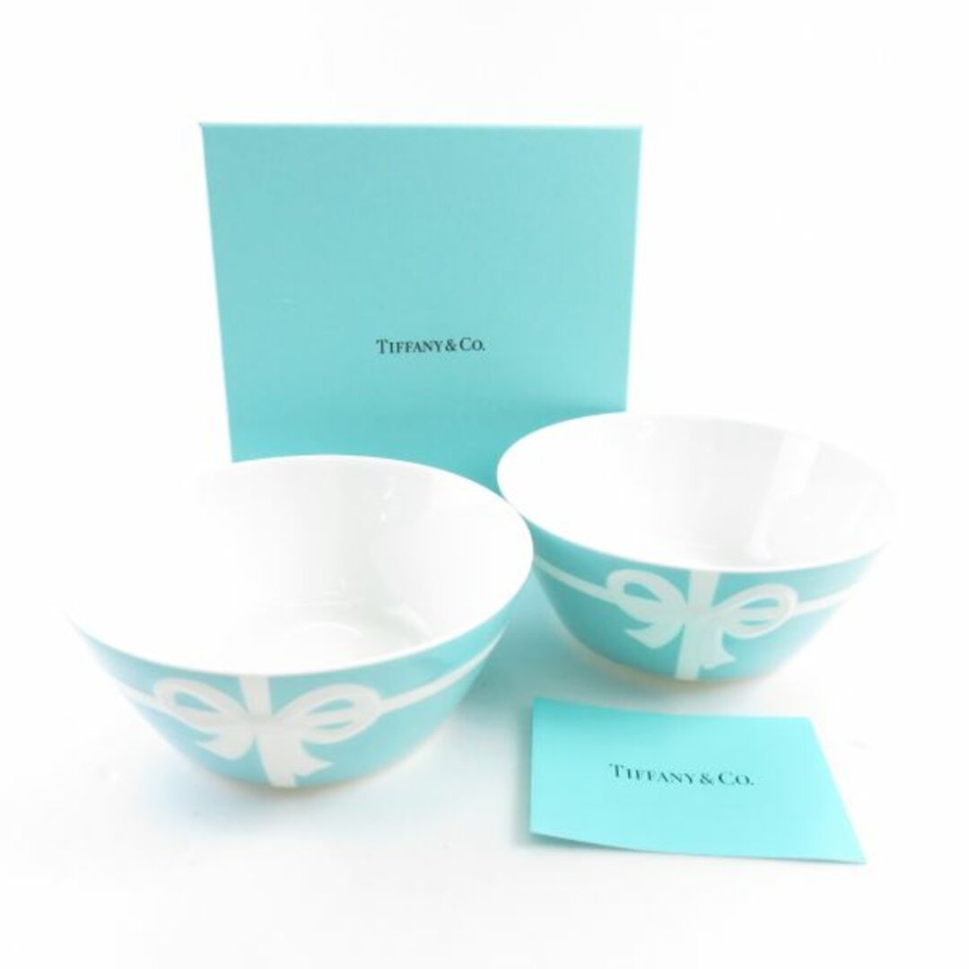 未使用 TIFFANY＆Co. ティファニー ブルーボックス ボウル 2点 ペア 14cm ブルーリボン プレート SC6222S