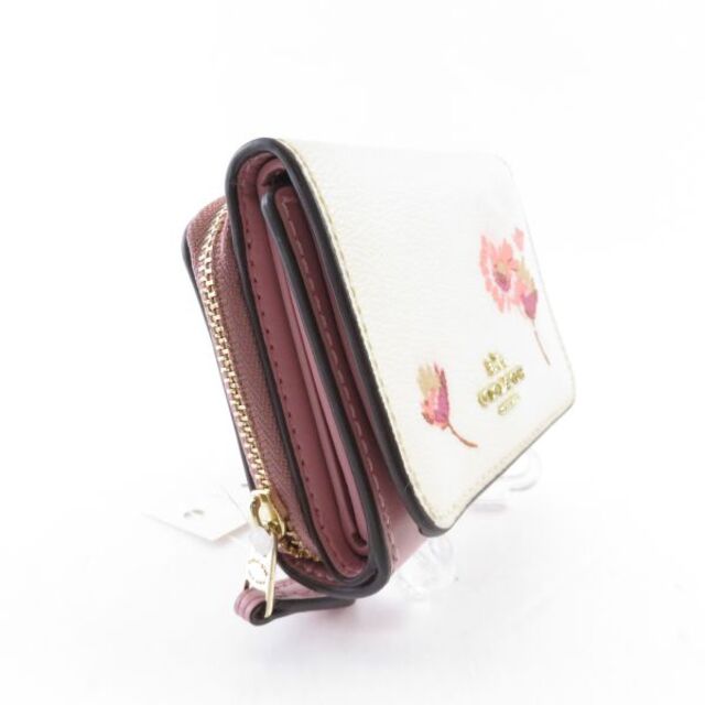 COACH コーチ スナップ ウォレット シグネチャー キャンバス ウィズ マルチ フローラル プリント 三つ折り財布 ピンク サイフ レディース AM4014C