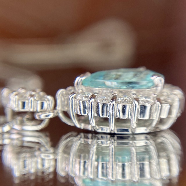 『専用です』天然パライバトルマリン ダイヤモンド 計1.64ct 中央宝石研究所 レディースのアクセサリー(ネックレス)の商品写真