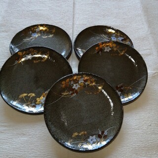 金箔模様の皿 5枚(食器)