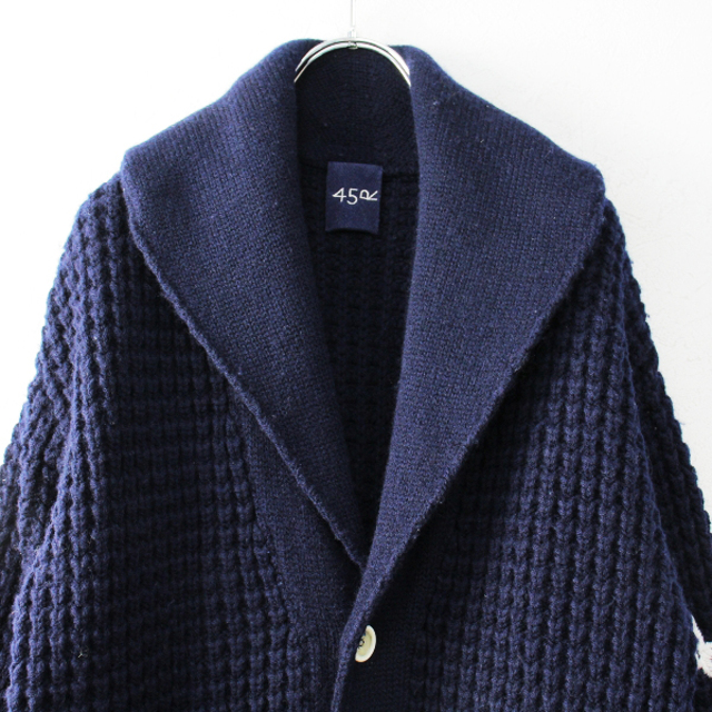 45rpm(フォーティーファイブアールピーエム)の45R フォーティファイブアール ワッフル KNIT ロング カウチン CARDIGAN 0/ネイビー ニットカーディガン【2400013233637】 レディースのトップス(カーディガン)の商品写真