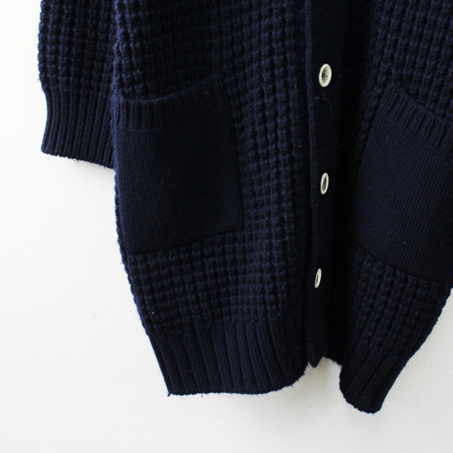 45rpm(フォーティーファイブアールピーエム)の45R フォーティファイブアール ワッフル KNIT ロング カウチン CARDIGAN 0/ネイビー ニットカーディガン【2400013233637】 レディースのトップス(カーディガン)の商品写真