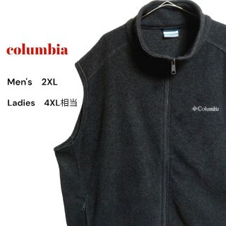 コロンビア(Columbia)の90S コロンビアフリースベスト　チャコールグレー　刺繍ロゴ　メンズ2XL 古着(ベスト)