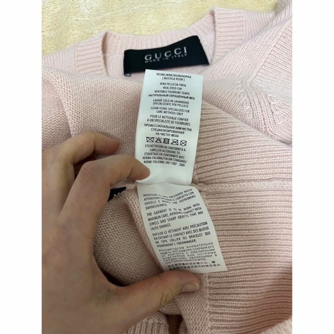 超美品❗GUCCI カシミヤ100% ニット ピンク ミンク袖 Mサイズ