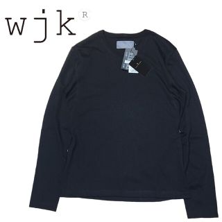 ダブルジェーケー(wjk)の新品　wjk　シンプルVネックカットソー　ロンＴ　ブラック　M　ダブルジェイケー(Tシャツ/カットソー(七分/長袖))