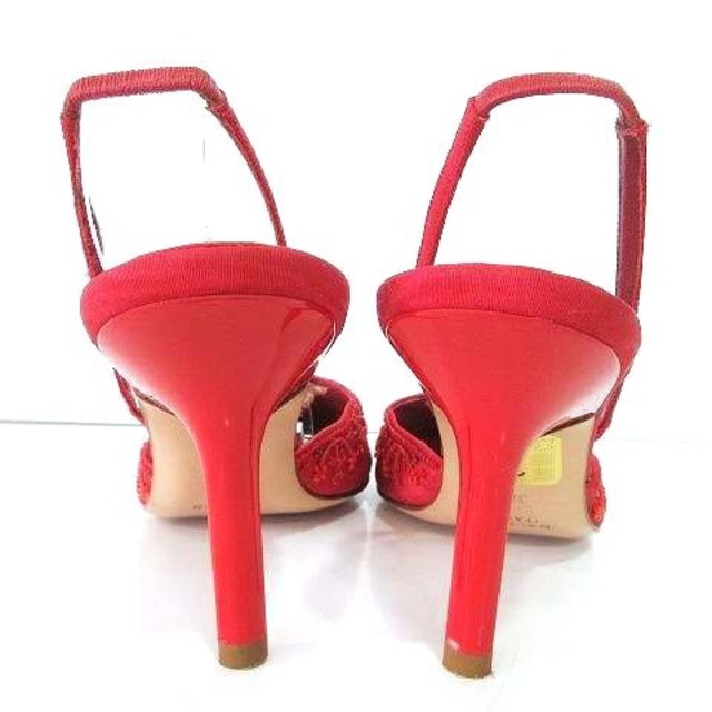RENE CAOVILLA(レネカオヴィラ)のレネカオヴィラ パンプス ビーズ装飾 ヒール 37.5 レッド IBO36 レディースの靴/シューズ(ハイヒール/パンプス)の商品写真