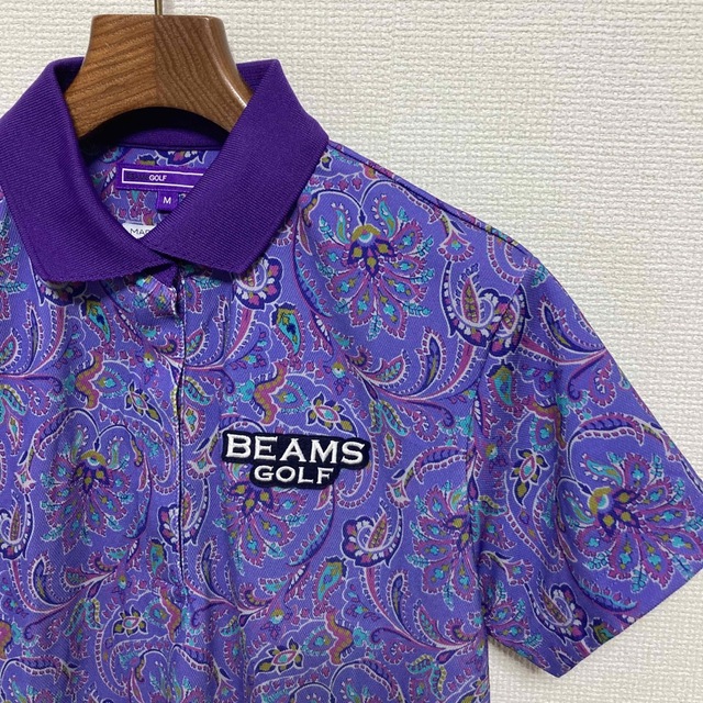 新品同様 21ss■BEAMS GOLF パープルレーベル■ペイズリーポロシャツ
