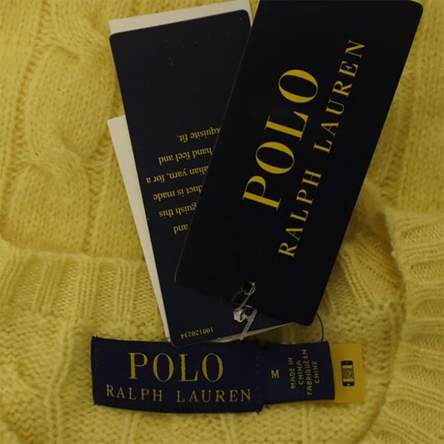 POLO RALPH LAUREN(ポロラルフローレン)の未使用 ポロラルフローレン ケーブル編 ウールカシミヤブレンド ニット M イエロー POLO RALPH LAUREN 長袖 セーター メンズ 【中古】  【230304】 メンズのトップス(ニット/セーター)の商品写真