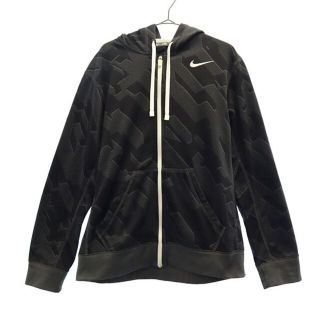 ナイキ(NIKE)のナイキ 総柄 スポーツ ジップパーカー M ブラック系 NIKE 裏起毛 ジャケット トレーニング メンズ 【中古】  【230304】(その他)