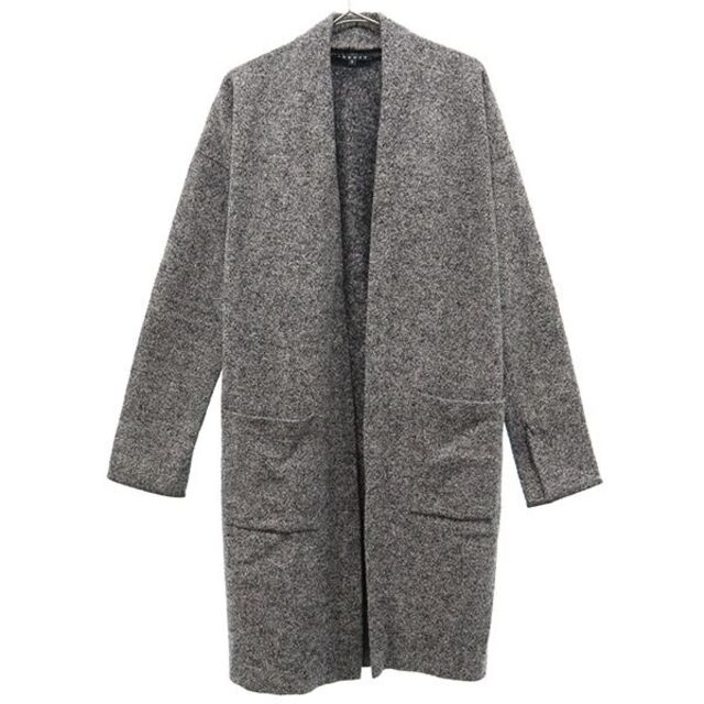極美品】セオリー ノーカラー ロングコート 切り替え リブ袖 グレー S-